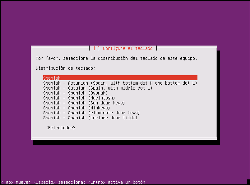 ubuntu server 16.04.1 LTS teclado