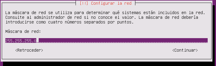 ubuntu server 16.04.1 LTS configurar mascara de red