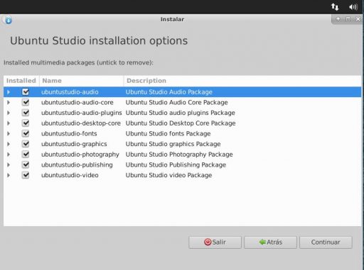 Ubuntu Studio 18.04 opciones de instalación