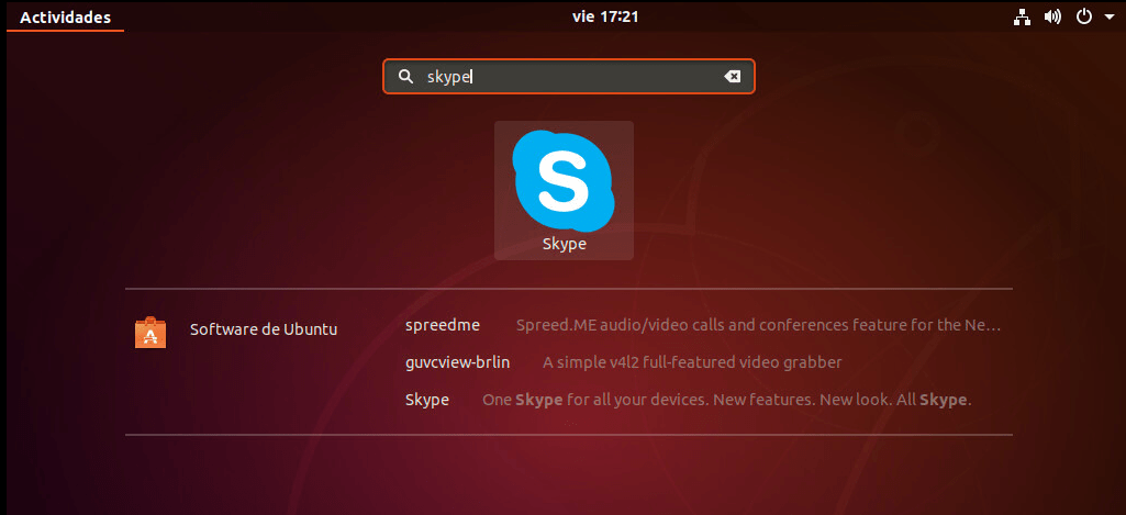 instalar skype en ubuntu 18.04 buscar icono skype