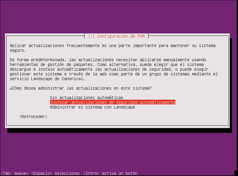 instalar ubuntu minimal 18.04 configuración de PAM