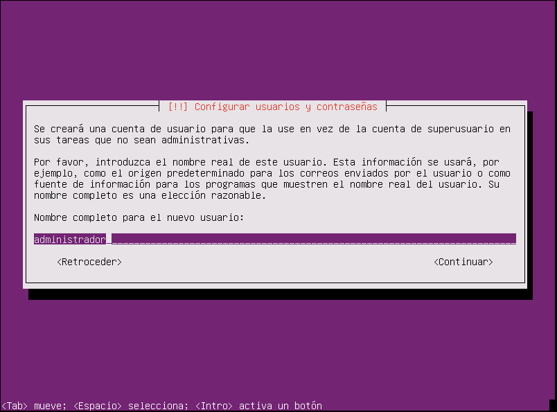 instalar ubuntu minimal 18.04 configurar usuario