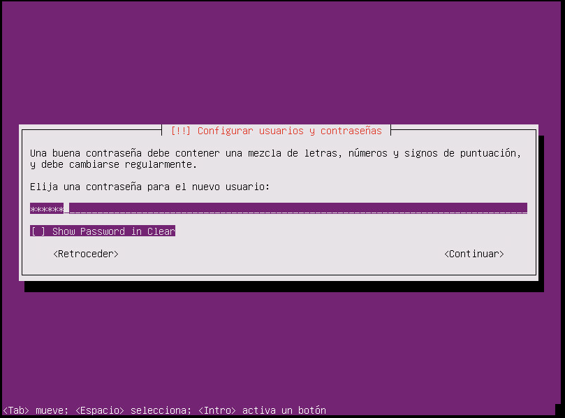 instalar ubuntu minimal 18.04 contraseña