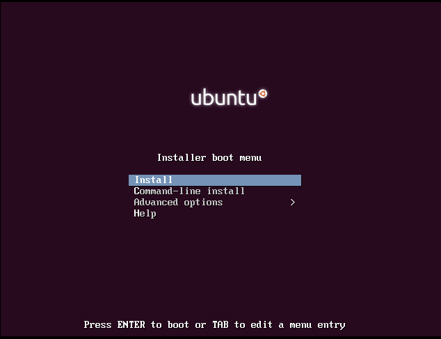 instalar ubuntu minimal 18.04 pantalla de inicio