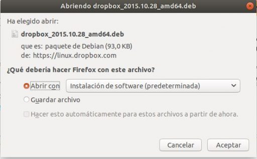 instalar dropbox en ubuntu 18.04 abrir fichero descarga