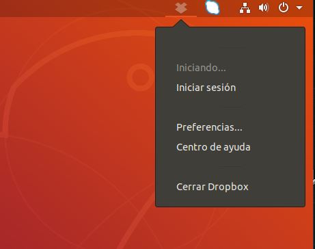 instalar dropbox en ubuntu 18.04 inicio de sesión