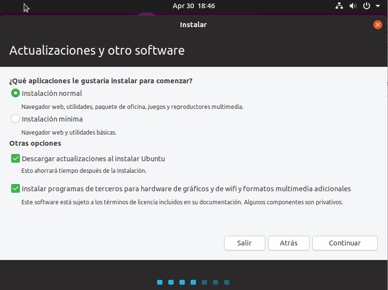 instalar ubuntu 19.04 actualizaciones y otro software