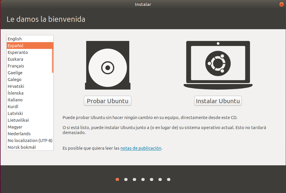 instalar ubuntu junto a windows 10 _ pantalla de bienvenida