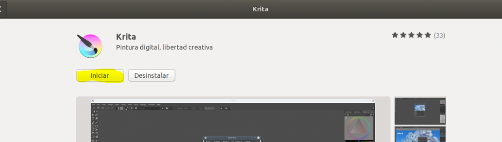 instalar krita en ubuntu_iniciar