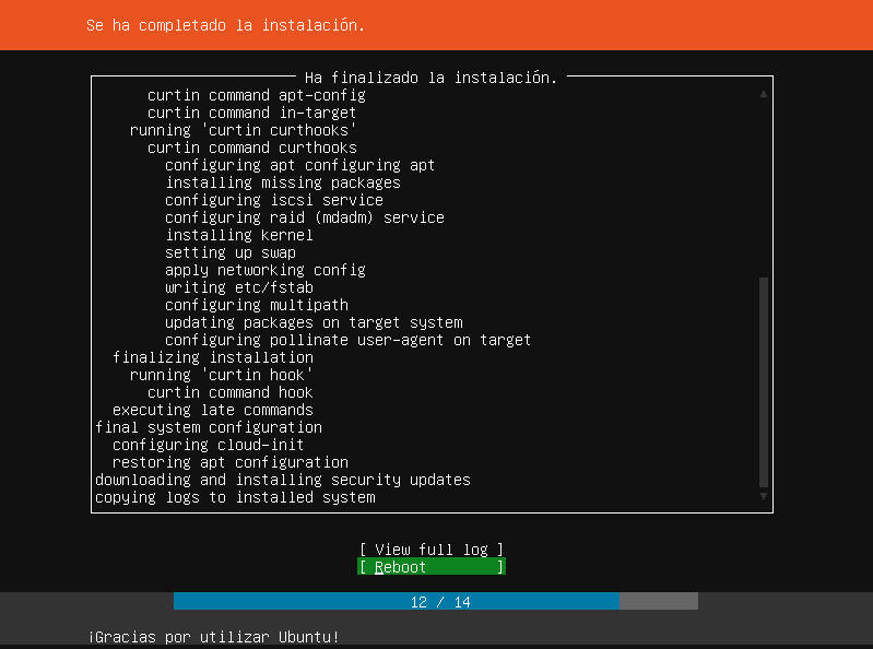 ubuntu server 19.04 instalar reiniciar