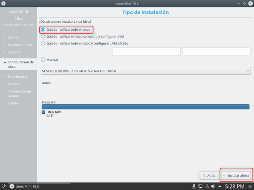 INSTALAR LINUX MINT 18.3 KDE disco duro