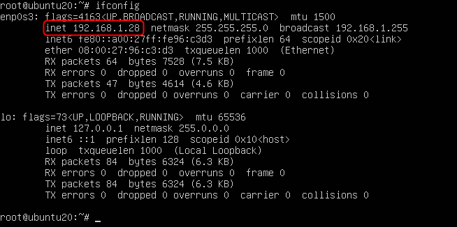 ifconfig ubuntu server 20.04
